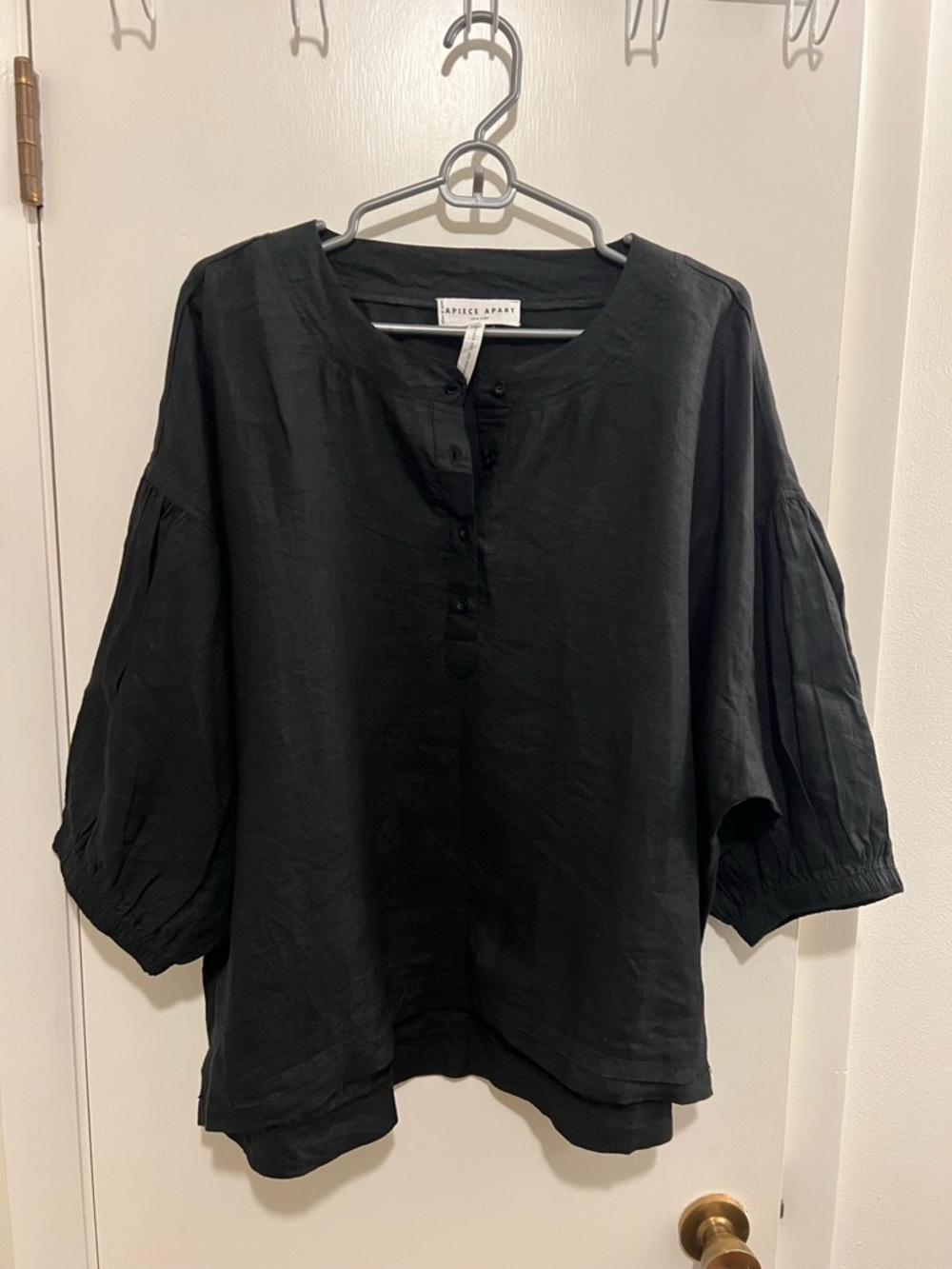 Apiece Apart Delia Black Linen Blouse

#100%linen